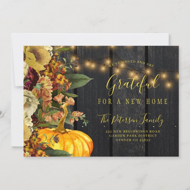 New home for the holidays Thanksgiving moving Announcement (Front)