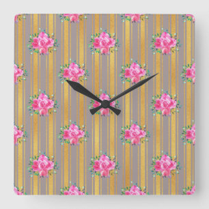 New Home Gift Floral Outlet Covers Square Wall Clock