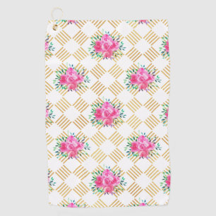 New Home Gift Gold And Pink Floral Pillows Golf Towel