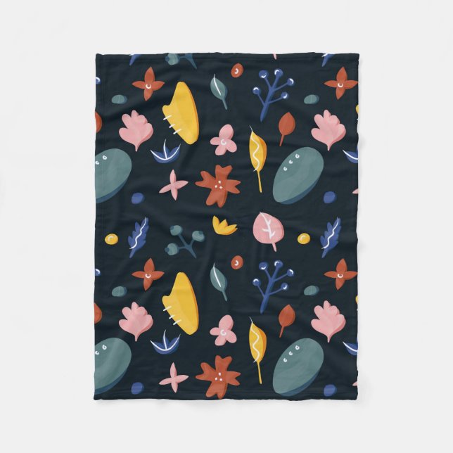 New Home Gift | Seamless Abstract Floral Fleece Blanket (Front)