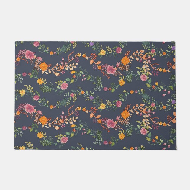 New Home Gift | Simple Floral Pattern Doormat (Front)