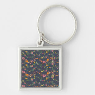 New Home Gift Simple Floral Pattern Keychain