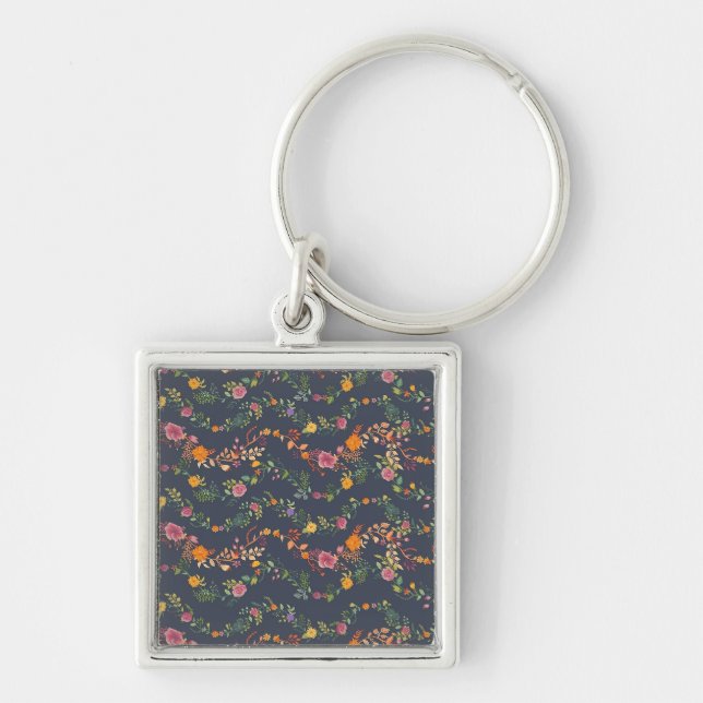 New Home Gift | Simple Floral Pattern Keychain (Front)