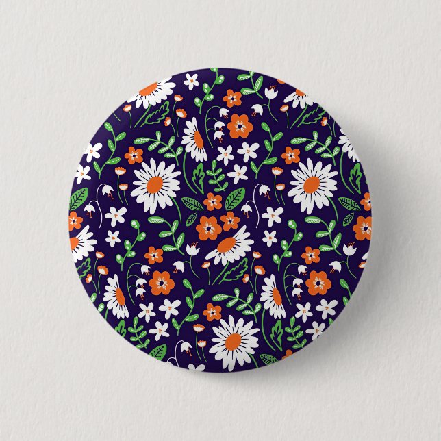 New Home Gift Simple Flowers 2 Inch Round Button (Front)