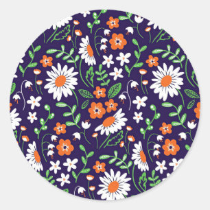 New Home Gift Simple Flowers Classic Round Sticker