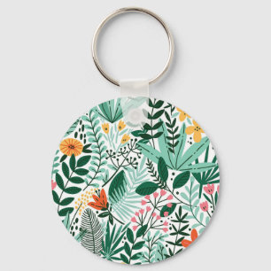 New Home Gift Tropical Seamless Floral Keychain