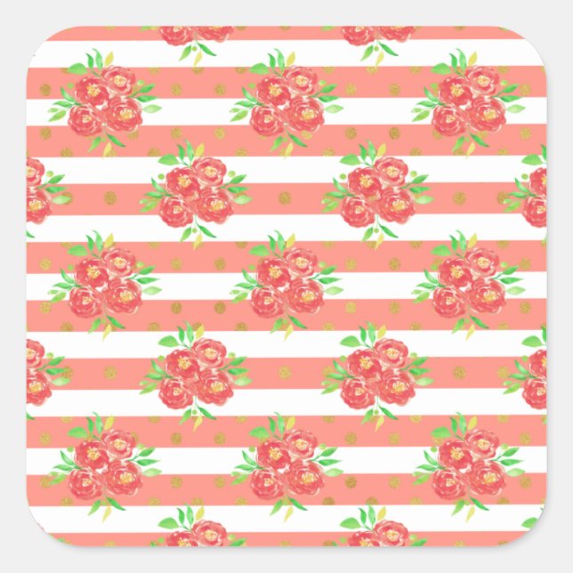 New Home Gift Yellow Floral Bunting Square Sticker (Front)