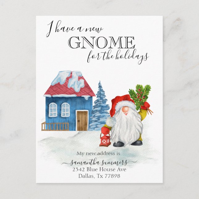 New Home Gnome Holiday Moving Announcement  (Front)