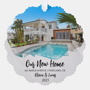 New Home Grunge Photo Open House Housewarming  Ornament Card