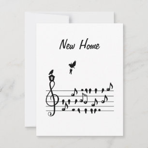 New Home Harmony: Musical Bird with House and Keys Holiday Card
