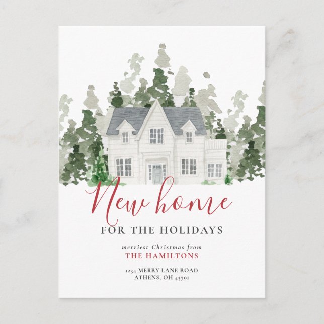 New Home Holiday Change of Address Announcement Postcard (Front)