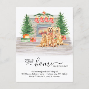 New Home Holidays Golden Retriever Dog Moving Announcement Postcard