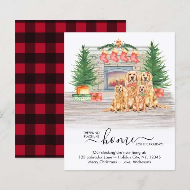 New Home Holidays Golden Retriever Dog Moving Card (Front/Back)