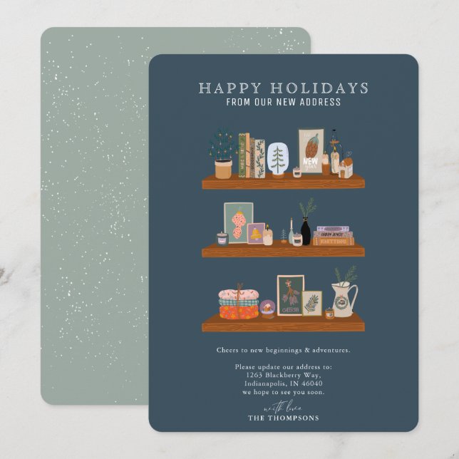 New Home Holidays Shelf Navy Moving Announcement (Front/Back)