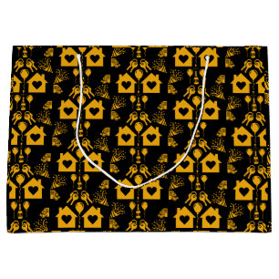 New Home Housewarming Yellow On Black Large Gift Bag