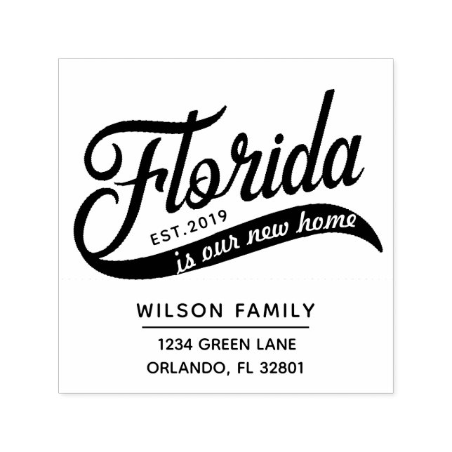 New Home In Florida  Return Address Rubber Stamp (Design)