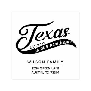 New Home In Texas Return Address Rubber Stamp