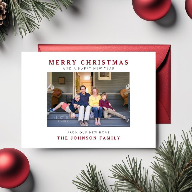 New Home Merry Christmas Moving Photo Holiday Postcard (New Home Merry Christmas Moving Photo Holiday Postcard)