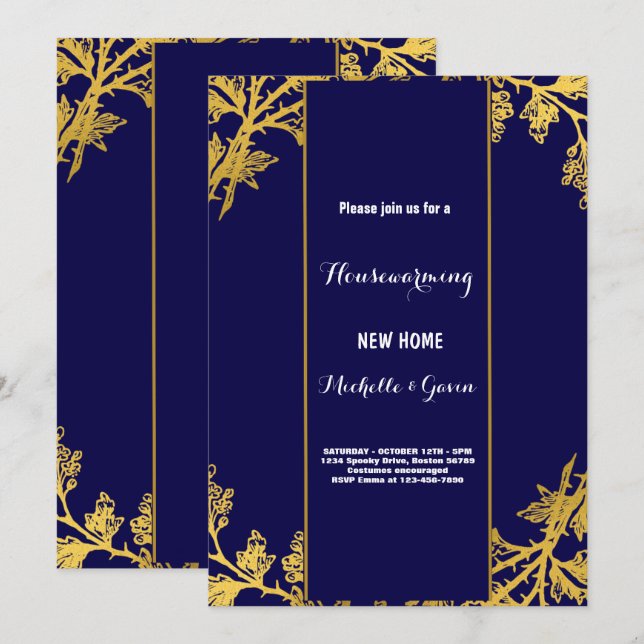 New home modern autumn fall housewarming party  in invitation (Front/Back)