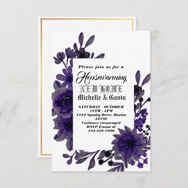 New home modern autumn fall housewarming party  invitation (Front/Back)