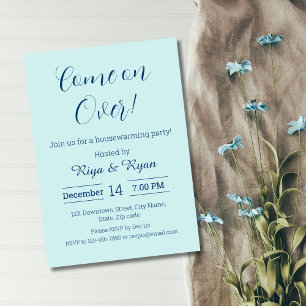 New Home Modern Elegant Aqua Housewarming Party  Invitation