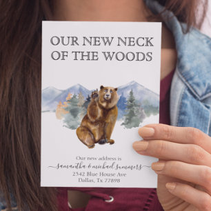 New Home Moving Announcement Cabin Lodge Bear Postcard