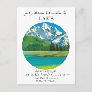 New Home Moving Announcement Cabin Lodge Lake Postcard
