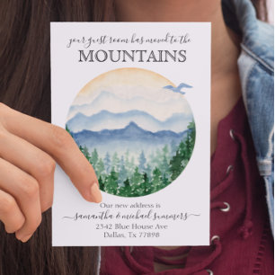 New Home Moving Announcement Cabin Lodge Mountains Postcard