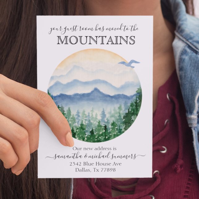New Home Moving Announcement Cabin Lodge Mountains Postcard (Creator Uploaded)