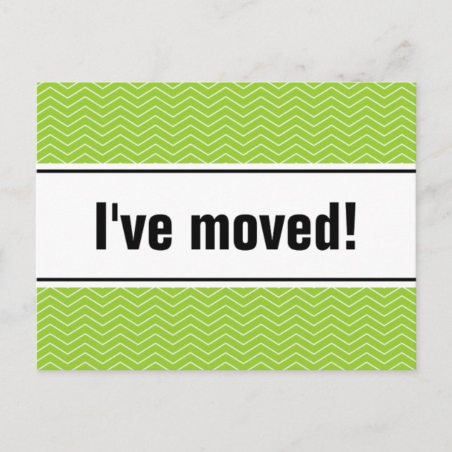 New home moving postcards | apple green chevron (Front)