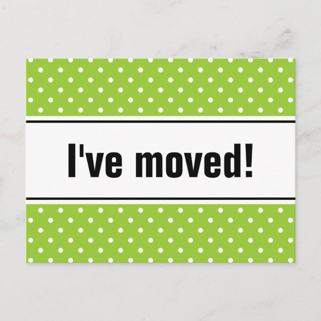 New home moving postcards | apple green polkadots (Front)