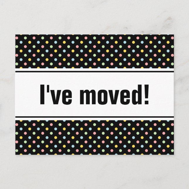 New home moving postcards | colourful polkadots (Front)