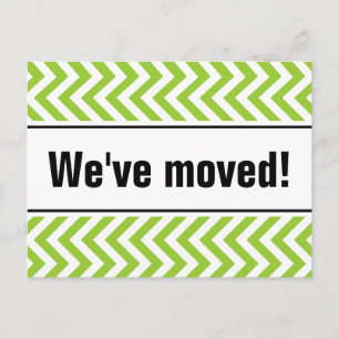 New home moving postcards green zigzag stripes
