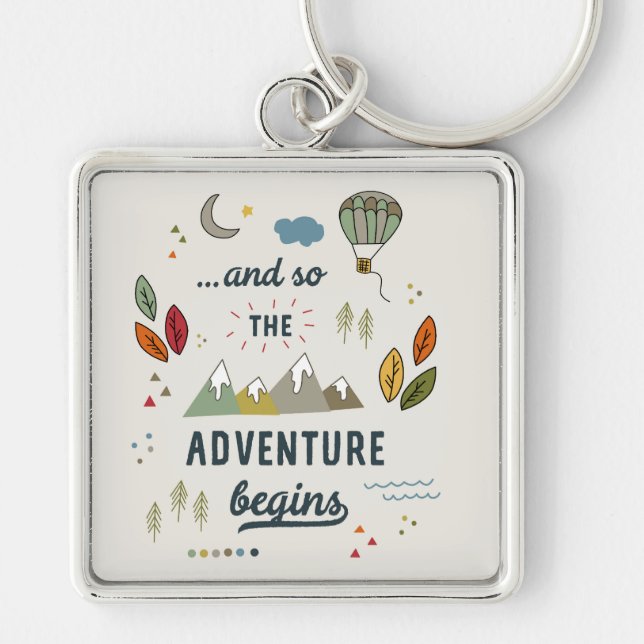 New Home New Adventure Inspirational Travel Quote Keychain (Front)