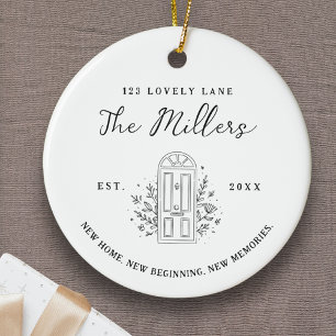 New Home New Beginning Address Photo Custom Ceramic Ornament