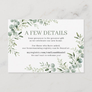 New Home New Beginnings Eucalyptus Registry Enclosure Card