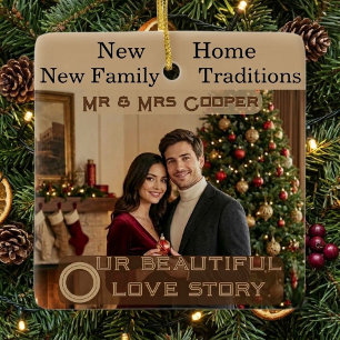 New Home New Family Traditions Christmas Photo Ceramic Ornament