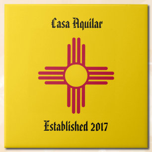 New Home New Mexico Zia Symbol Personalize Tile