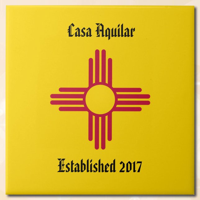 New Home New Mexico Zia Symbol Personalize Tile (Creator Uploaded)