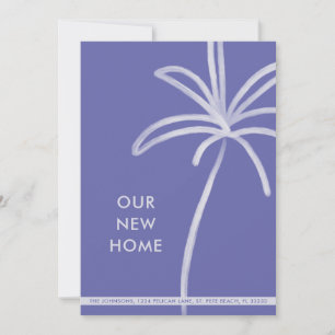 New Home Palm Tree Minimalist Periwinkle Moving Announcement
