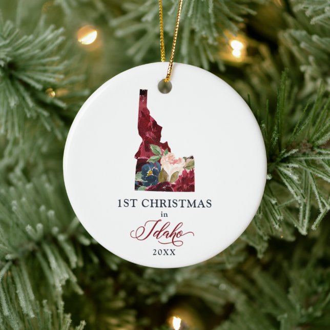 New Home Personalized 1st Christmas in Idaho State Ceramic Ornament (Tree)