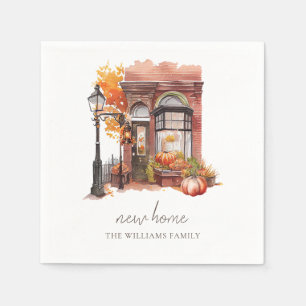 New Home Personalized Autumn Front Door Napkin