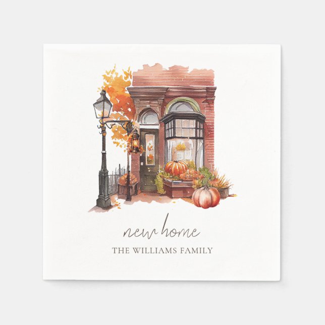 New Home Personalized Autumn Front Door Napkin (Front)