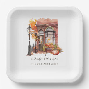 New Home Personalized Autumn Front Door Paper Plate
