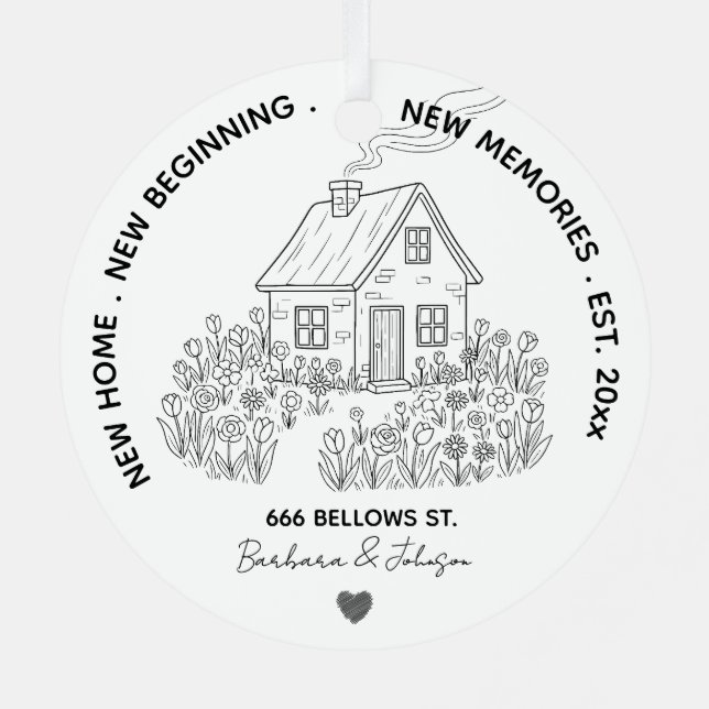 New Home Personalized Family Address & Year Metal Ornament (Back)