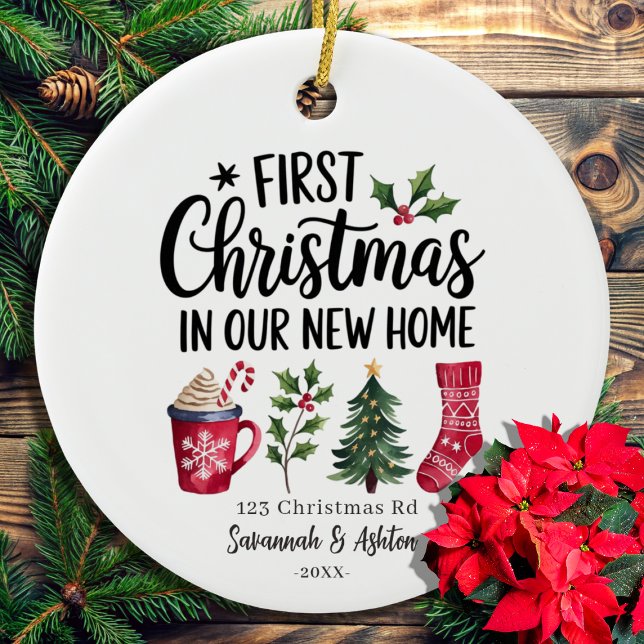New Home Personalized - First Christmas in Our New Ceramic Ornament (Creator Uploaded)