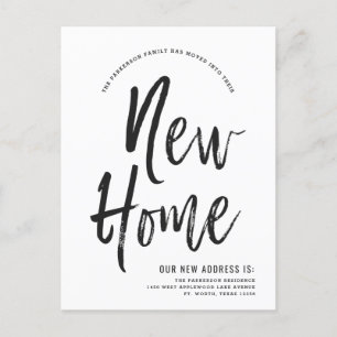New Home   Script Style Minimal New Address Postcard