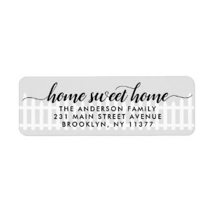New Home Sweet Home Moving Cute Picket Fence Gray