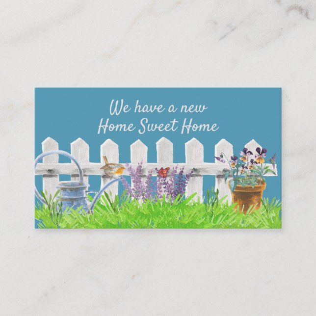 New Home Sweet Home Watercolor Garden Lawn Enclosure Card (Front)