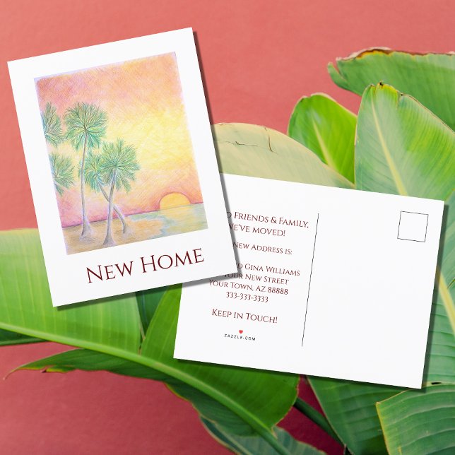 New Home Tropical Beach Moving Announcement Postcard (Creator Uploaded)